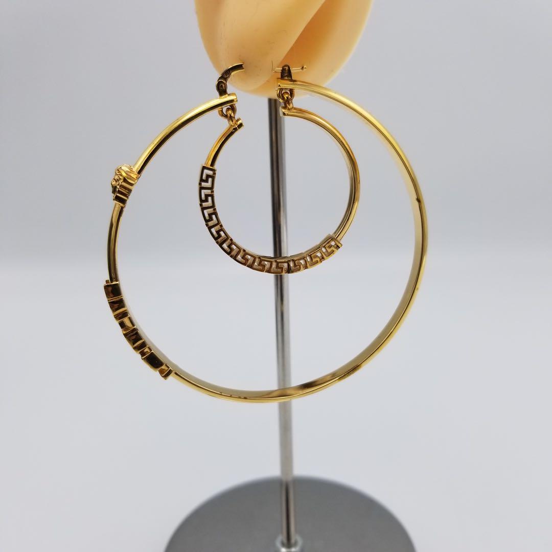 VERSACE ヴェルサーチ メデューサ グレカ フープピアス ゴールド