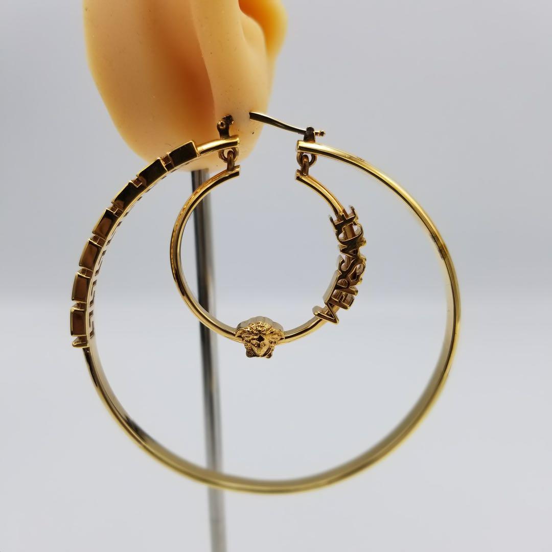 VERSACE ヴェルサーチ メデューサ グレカ フープピアス ゴールド