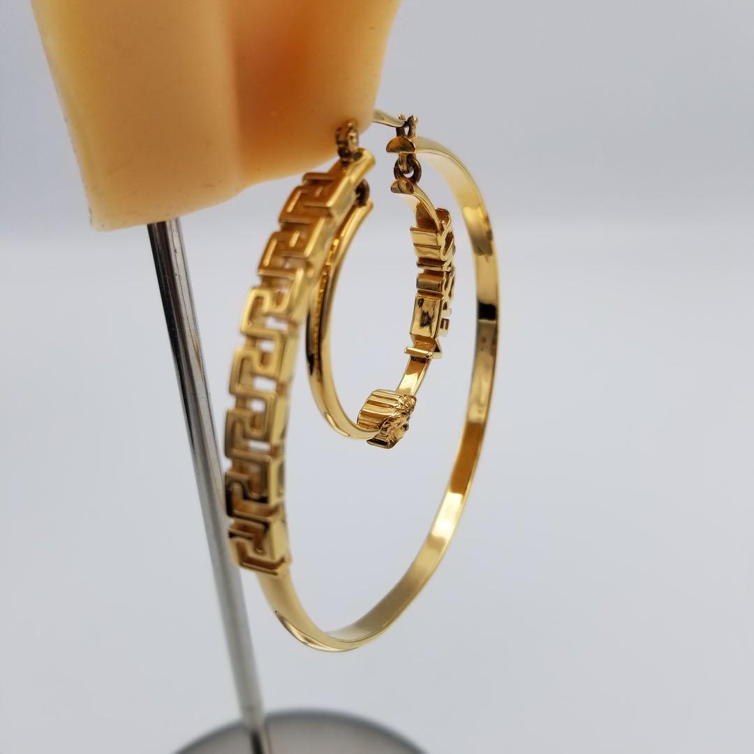 VERSACE ヴェルサーチ メデューサ グレカ フープピアス ゴールド
