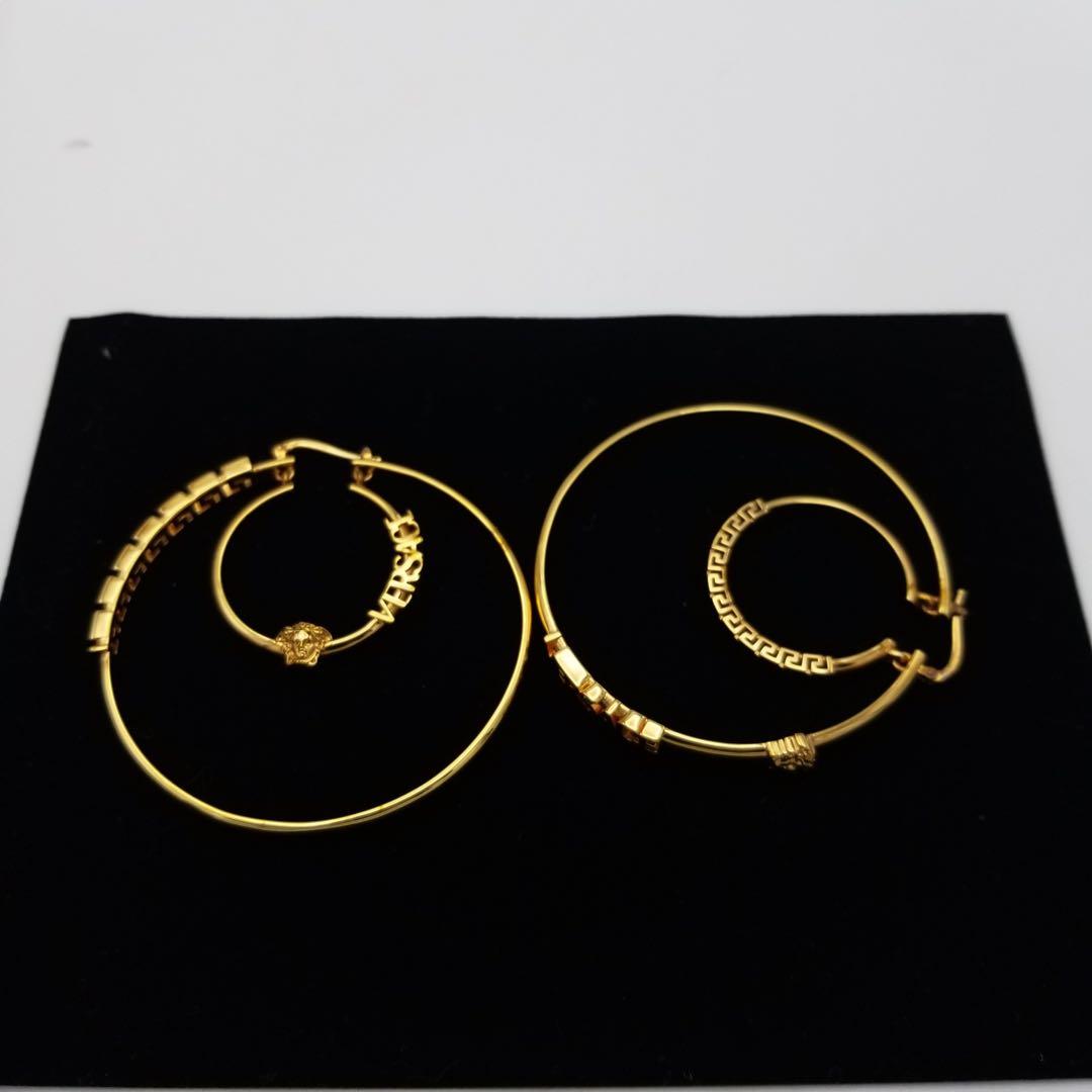 VERSACE ヴェルサーチ メデューサ グレカ フープピアス ゴールド