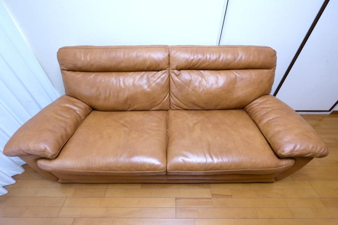 ニトリ　NITORI　2人～3人掛けハイバック・ソファ　本革　中古美品