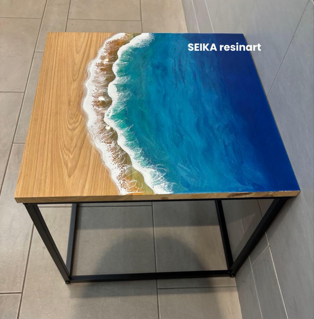 海レジン　レジンアート　レジンテーブル　サイドテーブル　インテリア