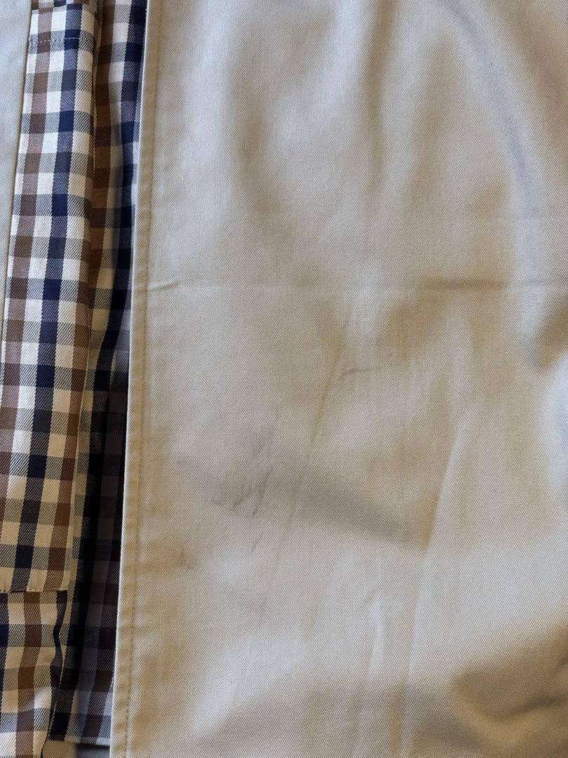 【定番】アクアスキュータム ステンカラーコート　ベージュ　クラブチェック