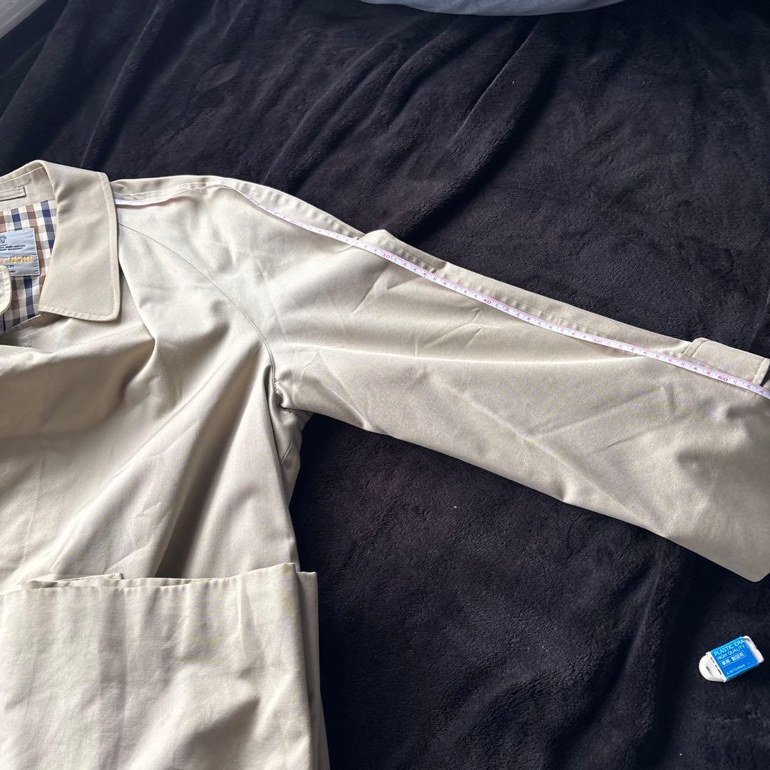 【定番】アクアスキュータム ステンカラーコート　ベージュ　クラブチェック