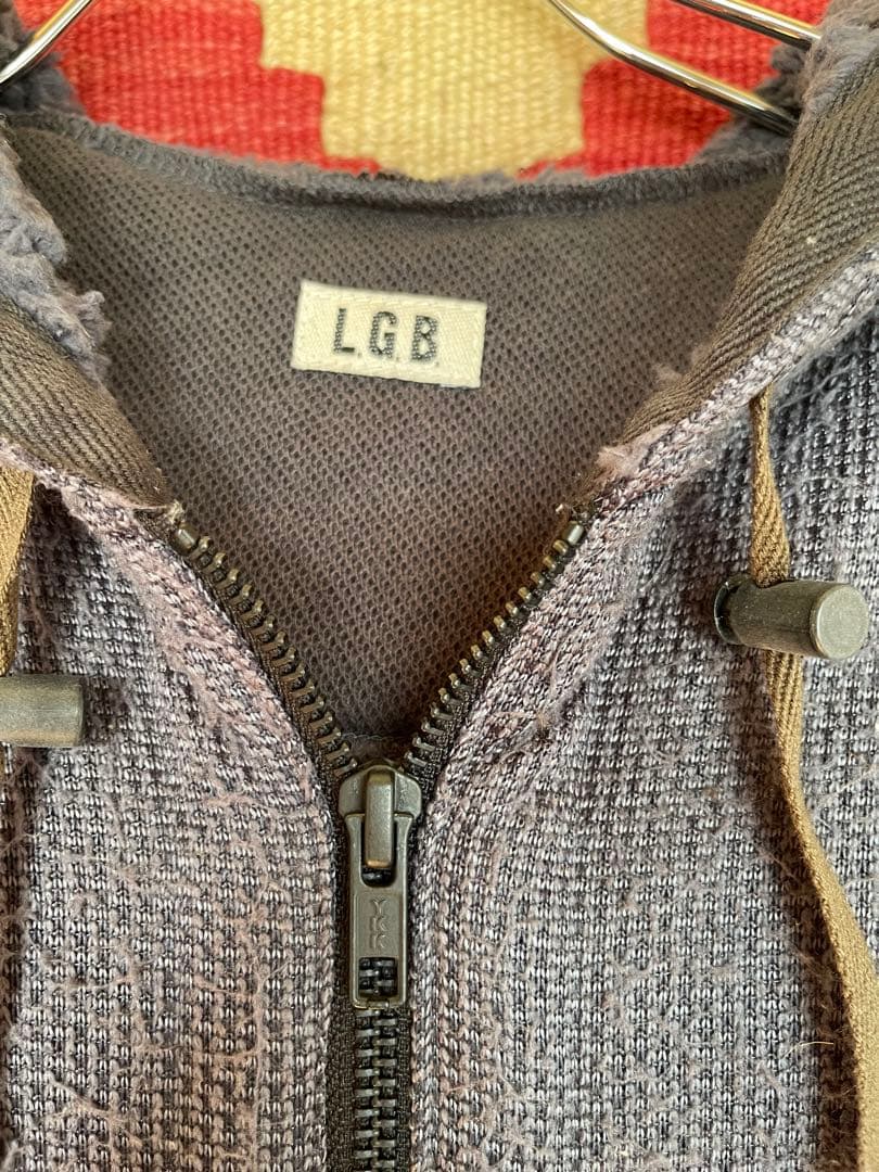 LGB フルジップ フード付きパーカー グレー