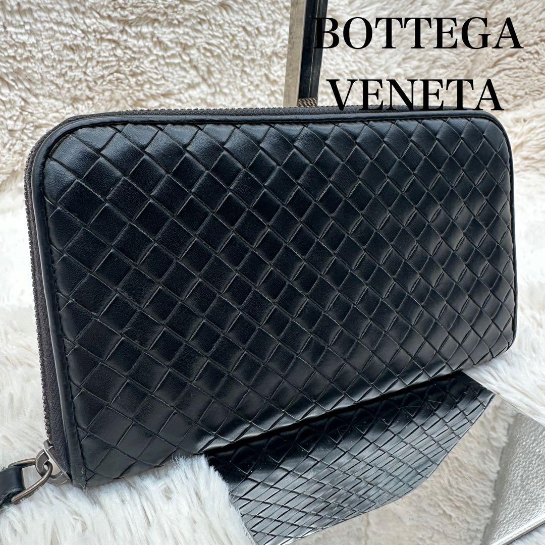 ✨美品✨ボッテガヴェネタ　長財布　ラウンドジップ　イントレチャート　黒