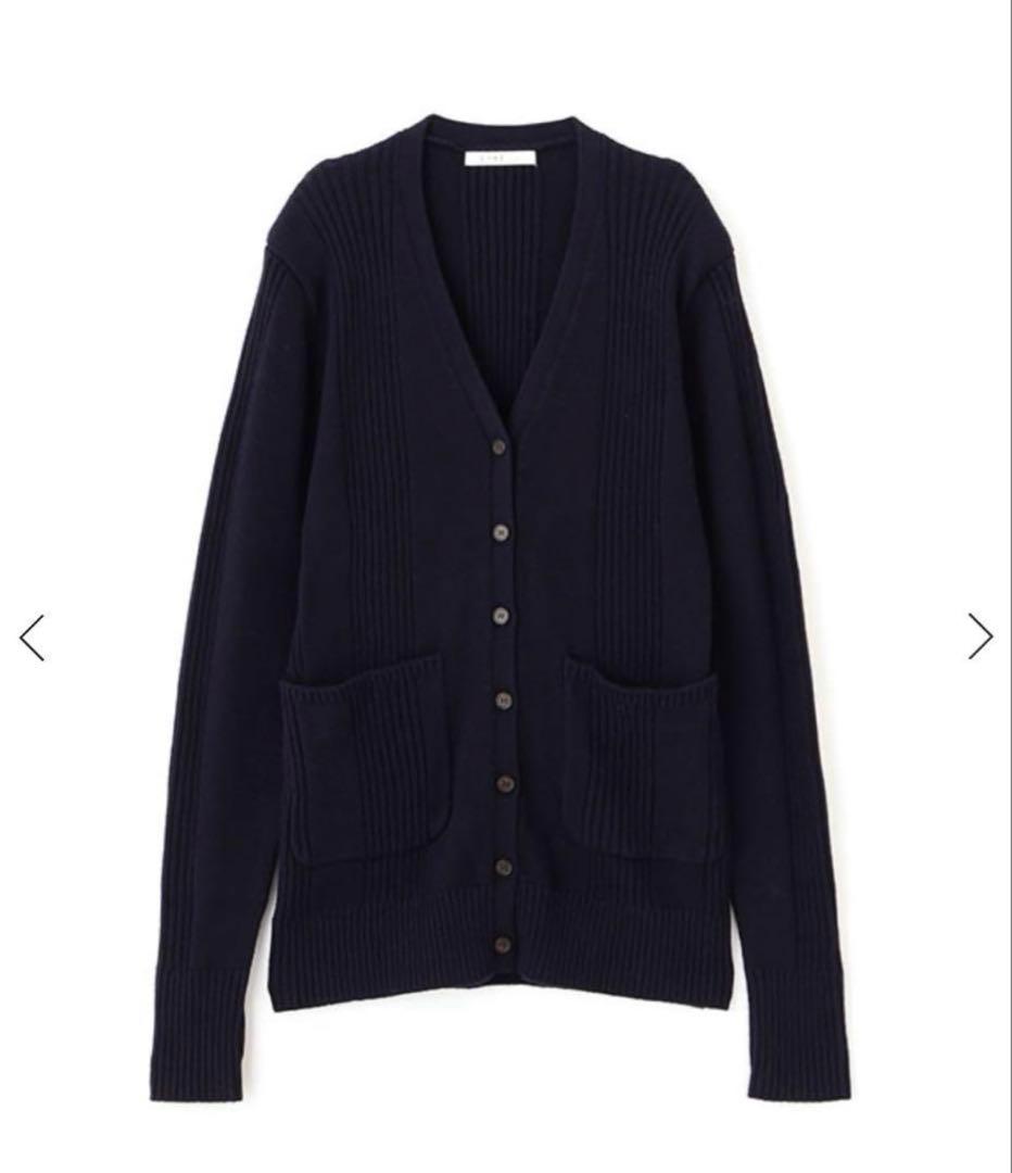 etre tokyo ランダムリブVネックニットカーディガン ネイビー