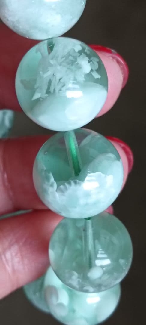 花花様❤超超超希少なグリーンラリマー約13ミリ内径約17センチ 原石写真❤他1点