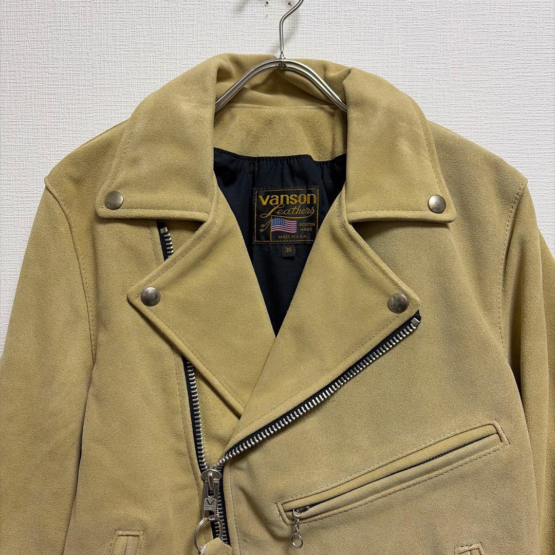 未使用バンソン vanson C2R 36ベージュスエードライダースカスタム