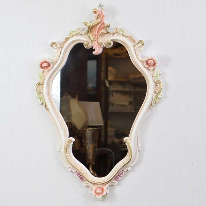 ロココ調 壁掛けミラーS 鏡 完成品 猫脚 姫家具