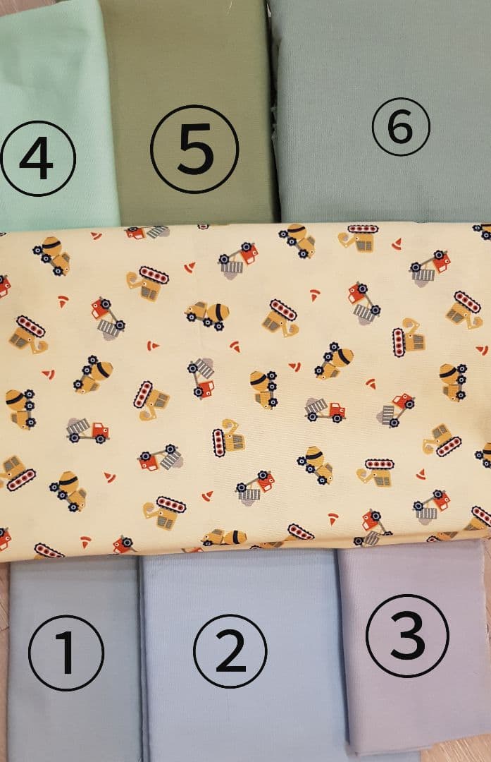 体操着袋×4お弁当袋×2 保温保冷 クリーム色 工事車 水色