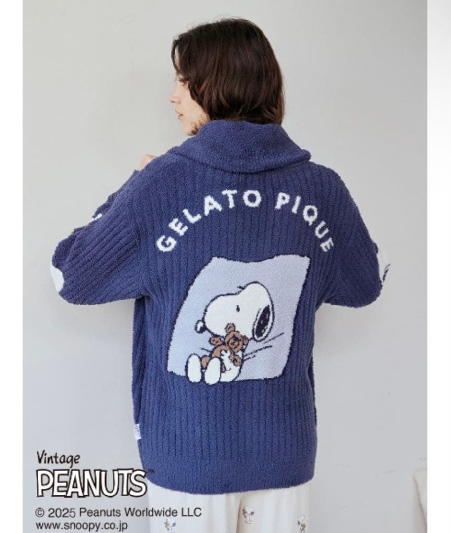 gelato pique SNOOPY×BEAR ジャガードショールカーディガン