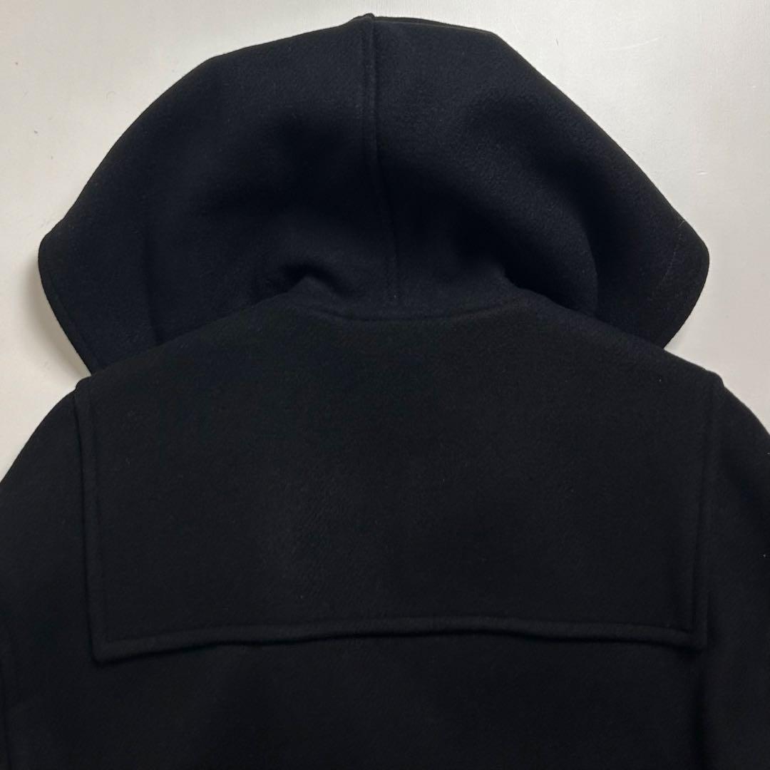 90s【美品】マドモアゼルノンノン/ロングダッフルコート/チェック柄切り替え/黒