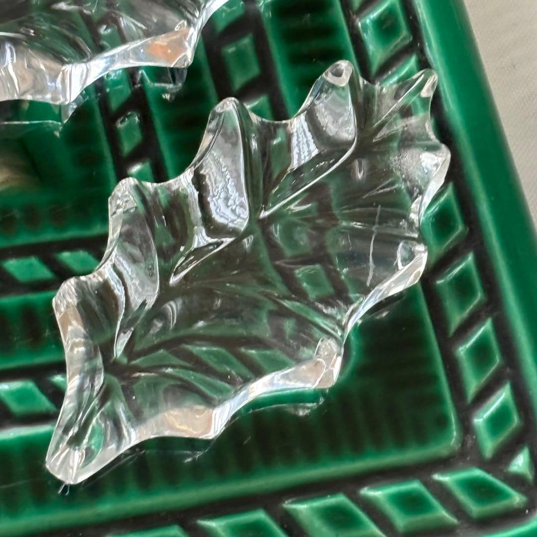 フランスアンティーク クリスタル カトラリーレスト ヒイラギ 5個セット