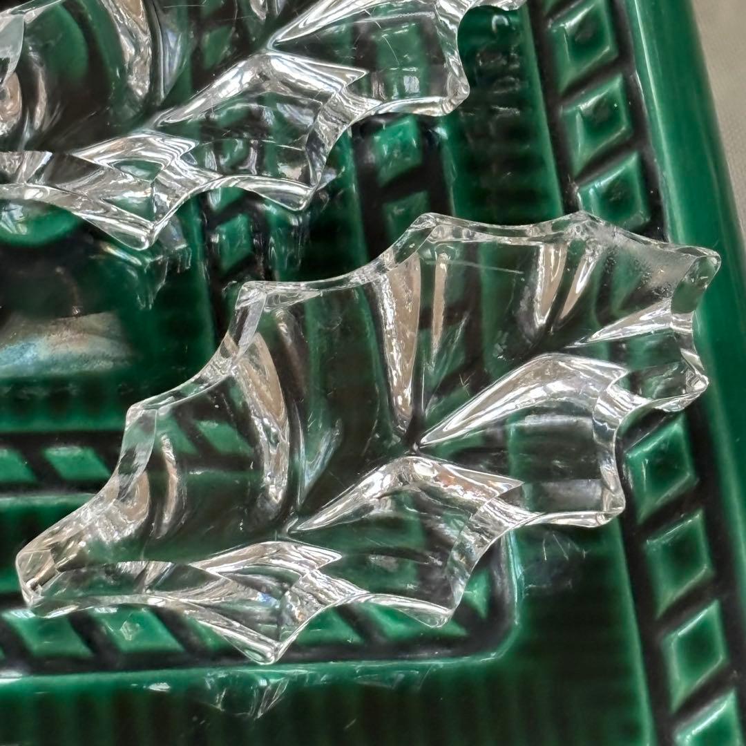 フランスアンティーク クリスタル カトラリーレスト ヒイラギ 5個セット