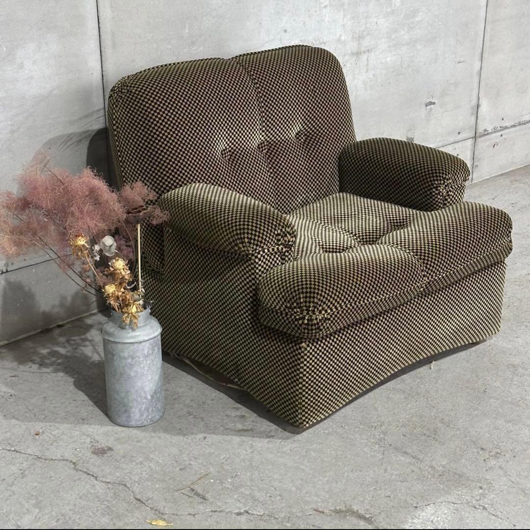 ✦70’s✦昭和レトロ 千鳥格子 1人掛ソファ｜昭和レトロ ミッドセンチュリー②