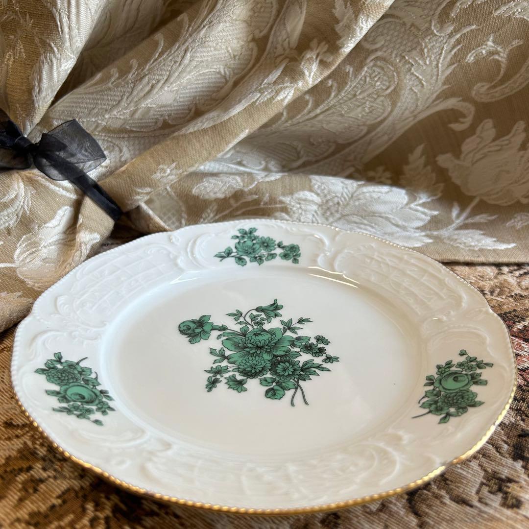 ドイツ製 ROSENTHAL マイセンフラワーグリーン 美しいレリーフ プレート