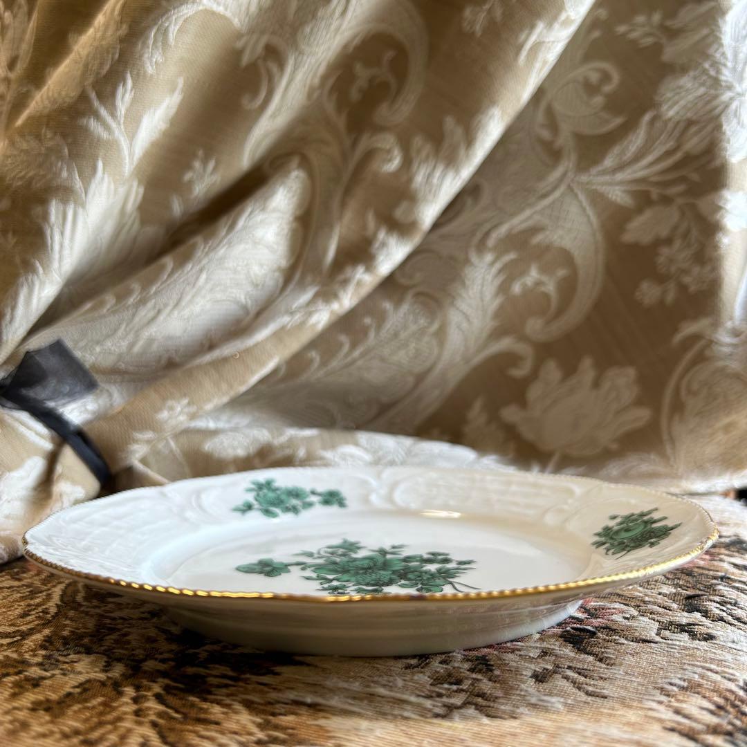 ドイツ製 ROSENTHAL マイセンフラワーグリーン 美しいレリーフ プレート