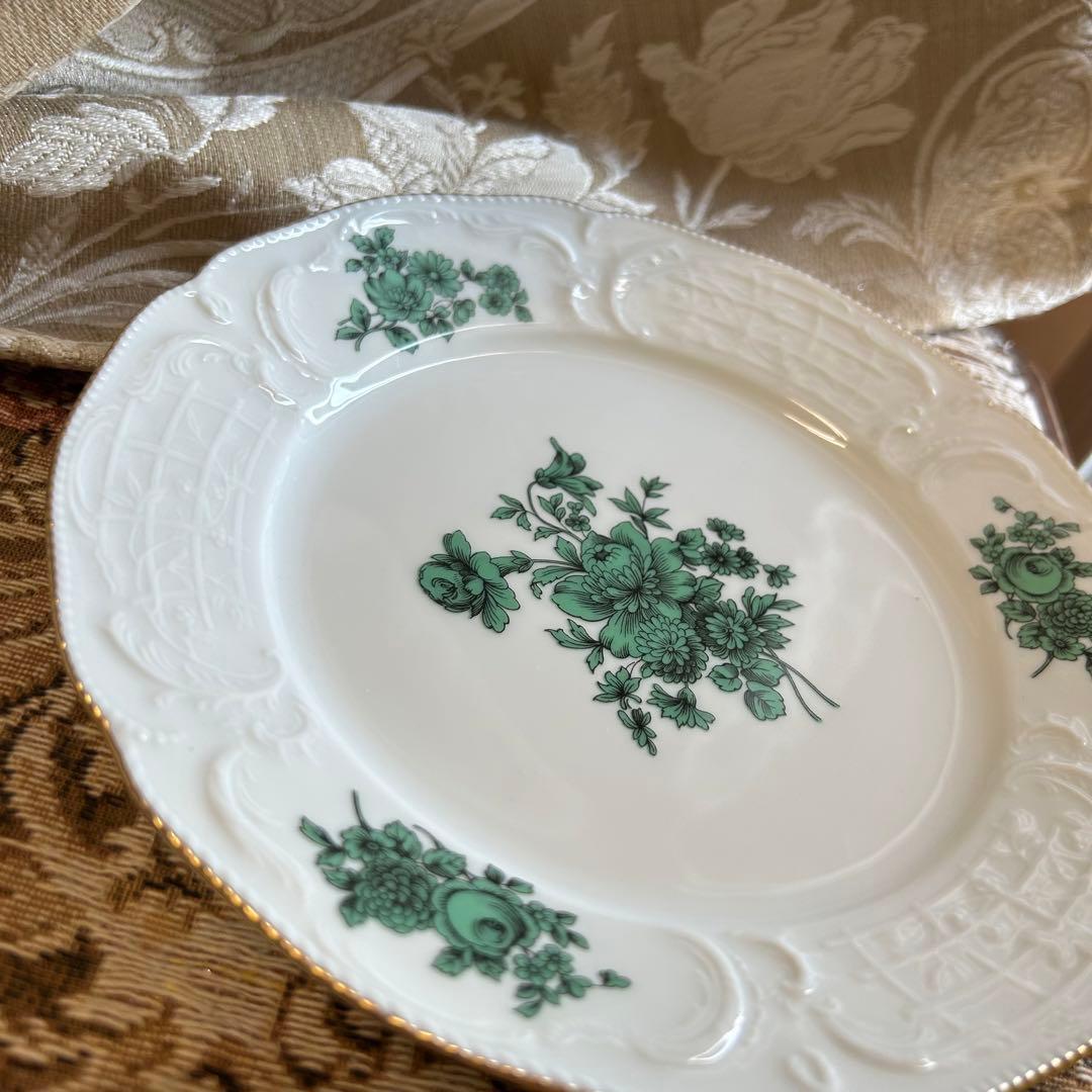 ドイツ製 ROSENTHAL マイセンフラワーグリーン 美しいレリーフ プレート