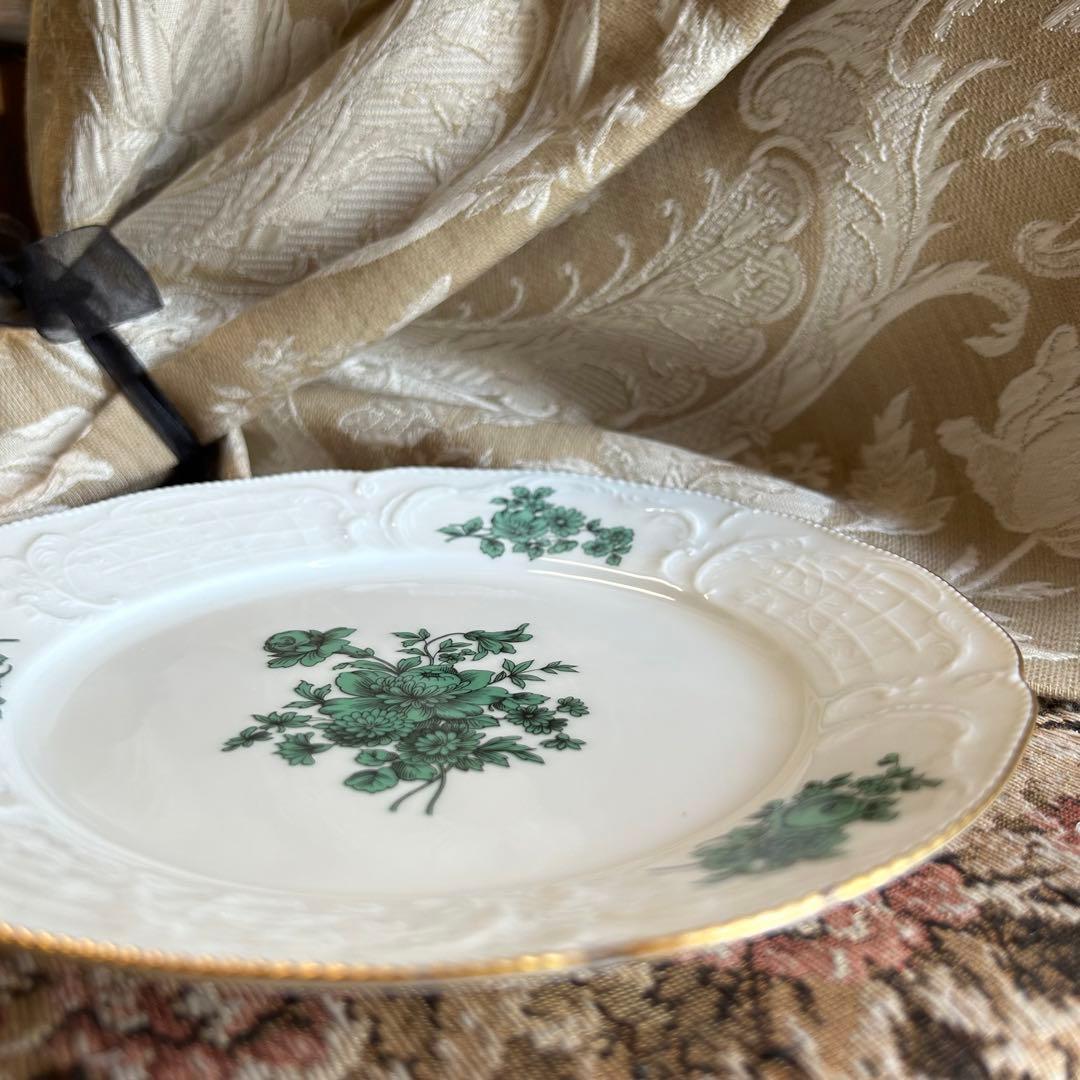 ドイツ製 ROSENTHAL マイセンフラワーグリーン 美しいレリーフ プレート