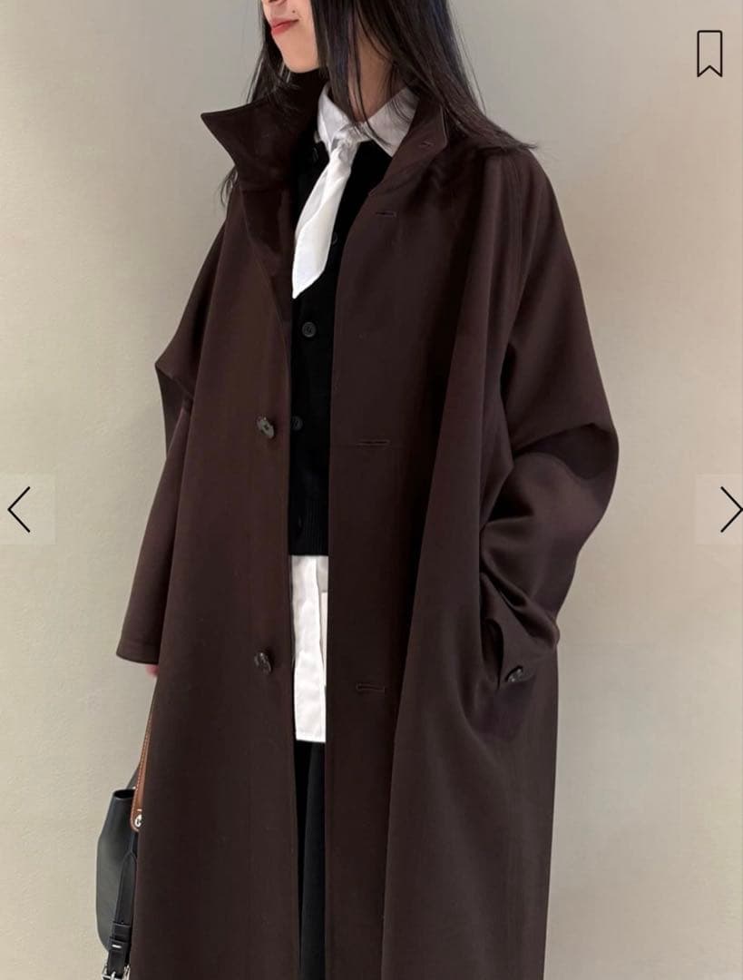 CABaN ウールギャバジン スタンドカラーコート ブラウン Sサイズ