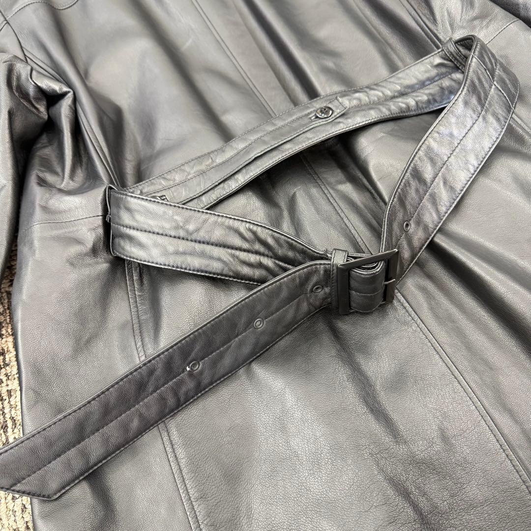 コムサデモード ラムレザー チェスターコート キルティング ブラック メンズ