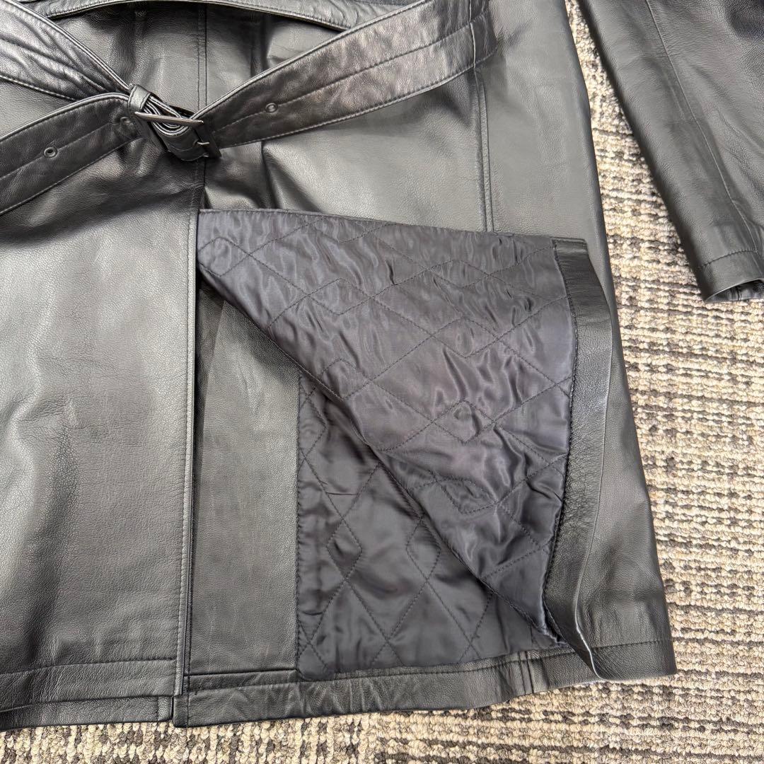 コムサデモード ラムレザー チェスターコート キルティング ブラック メンズ