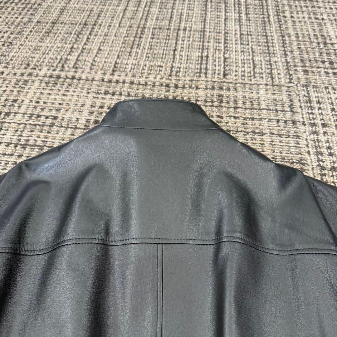 コムサデモード ラムレザー チェスターコート キルティング ブラック メンズ