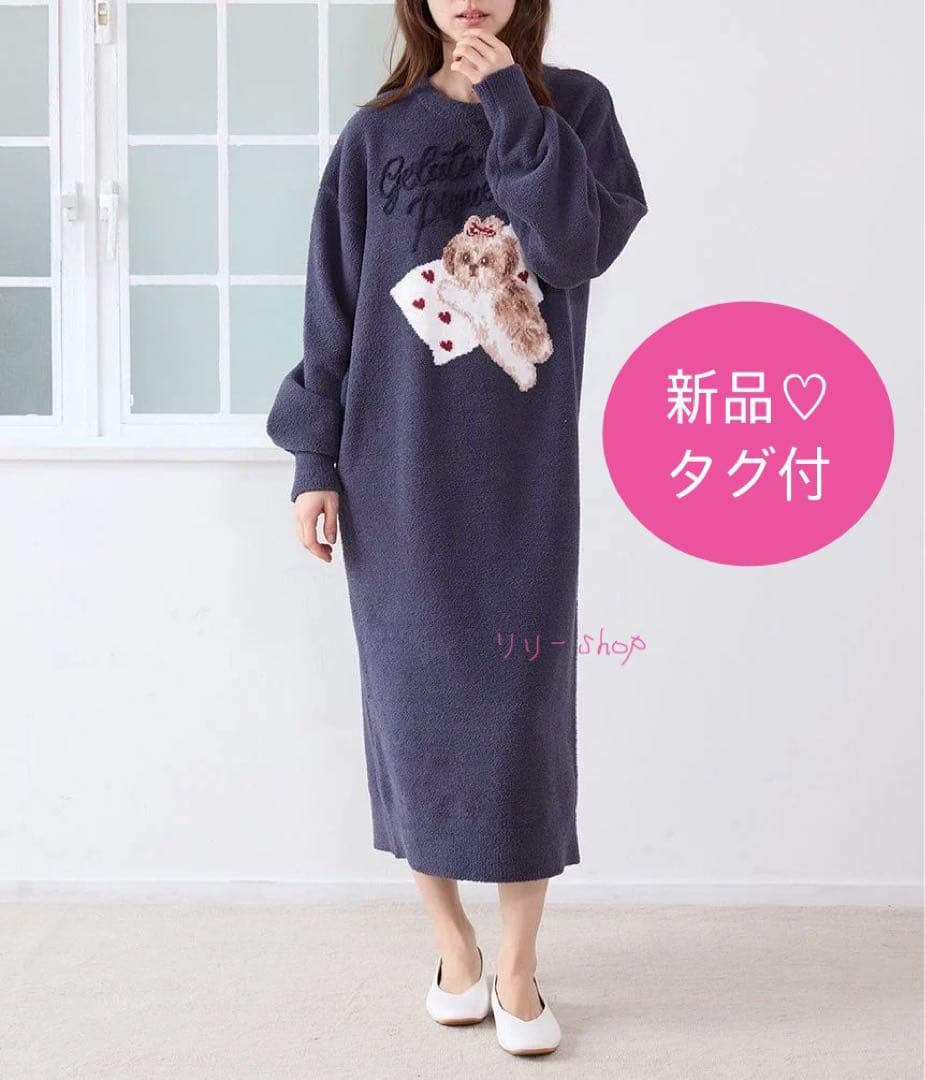 新品タグ付♡ ジェラートピケ シーズ―ジャガードワンピース　ネイビー