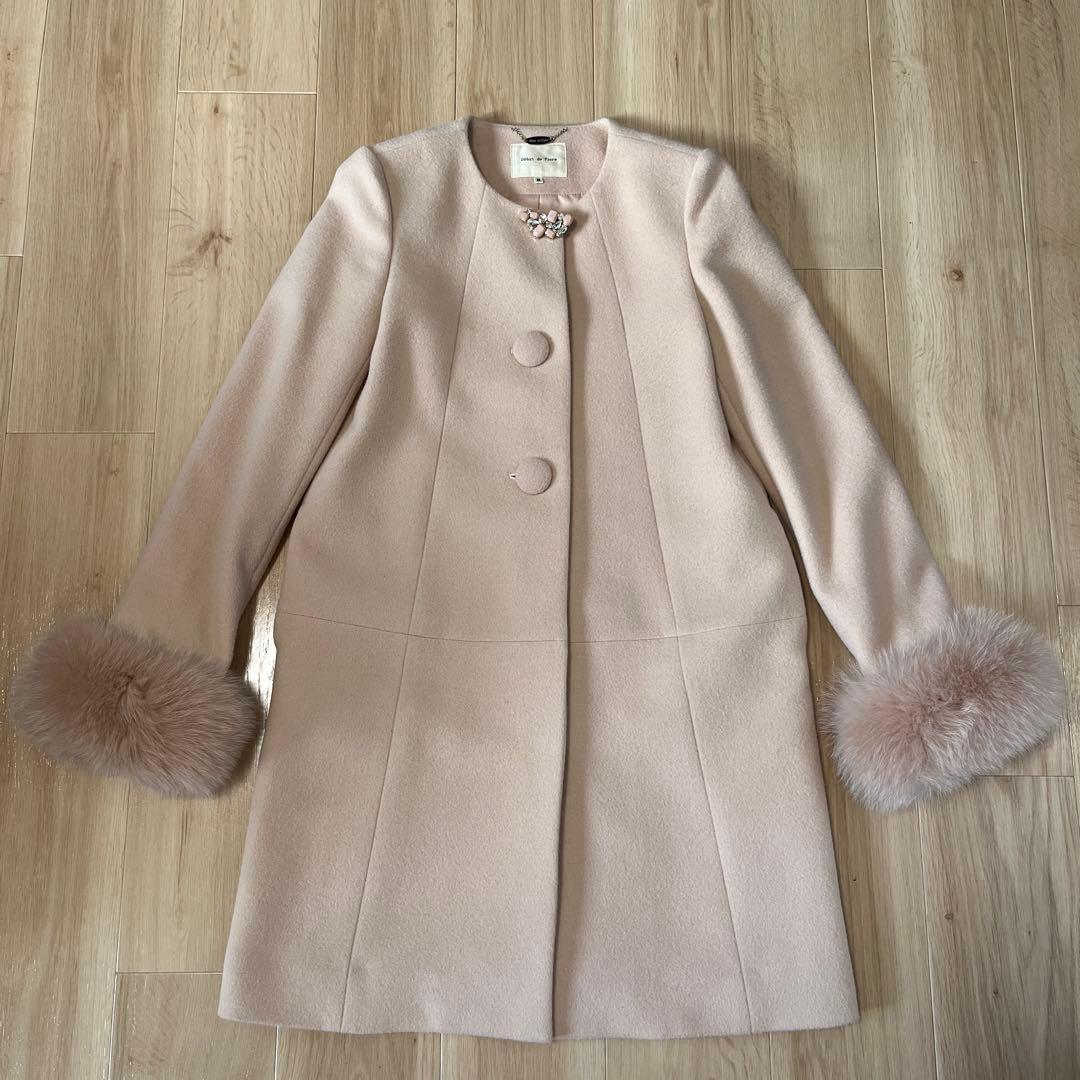 ✨極美品✨Debut de Fioreさえこさんコートピンクファー&ブローチ付き