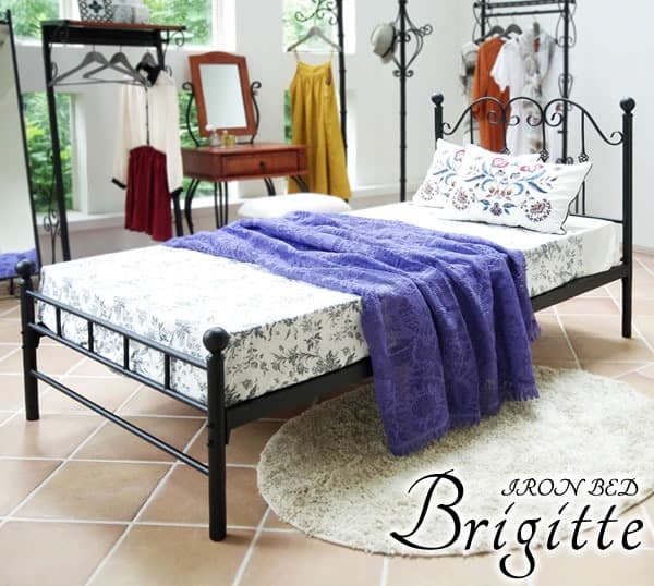 アンティーク風 北欧テイスト おしゃれ ベッドフレーム セミダブル ホワイト