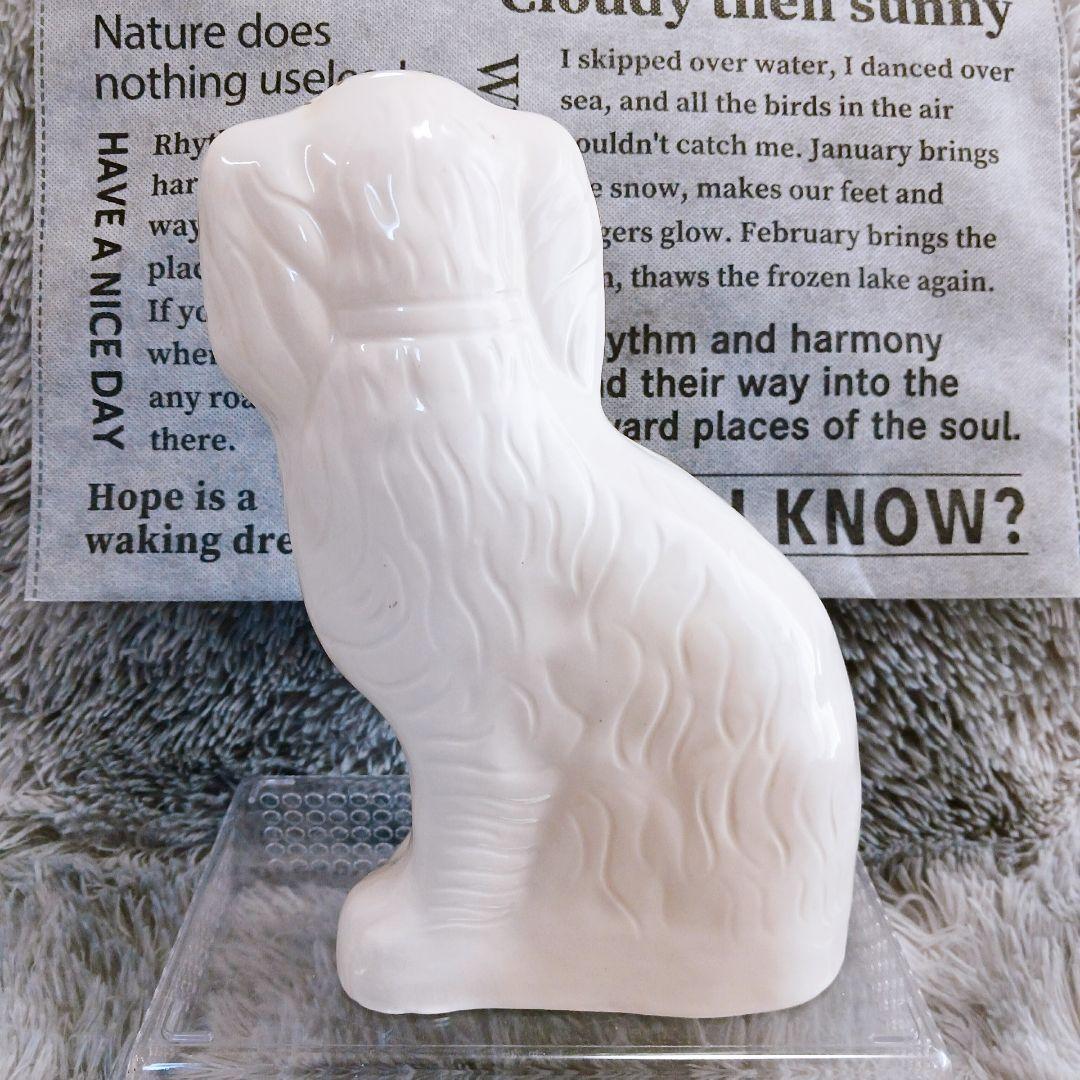 ❤️英国直輸入❤️ヴィンテージ陶器✨犬像 ホワイト 金彩✨高級クラシック 置物