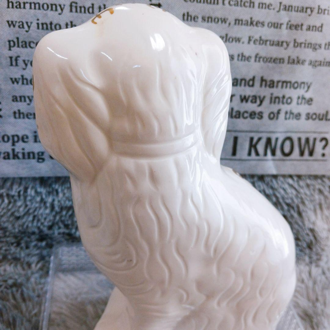 ❤️英国直輸入❤️ヴィンテージ陶器✨犬像 ホワイト 金彩✨高級クラシック 置物