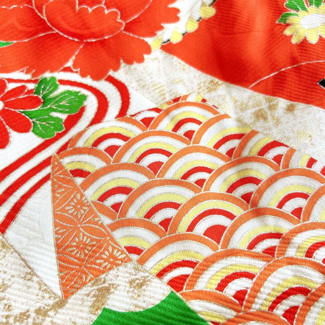 セット　七五三　7歳　女の子　長着＆袖なし長襦袢＆帯＆草履＆バッグ＆小物　緑