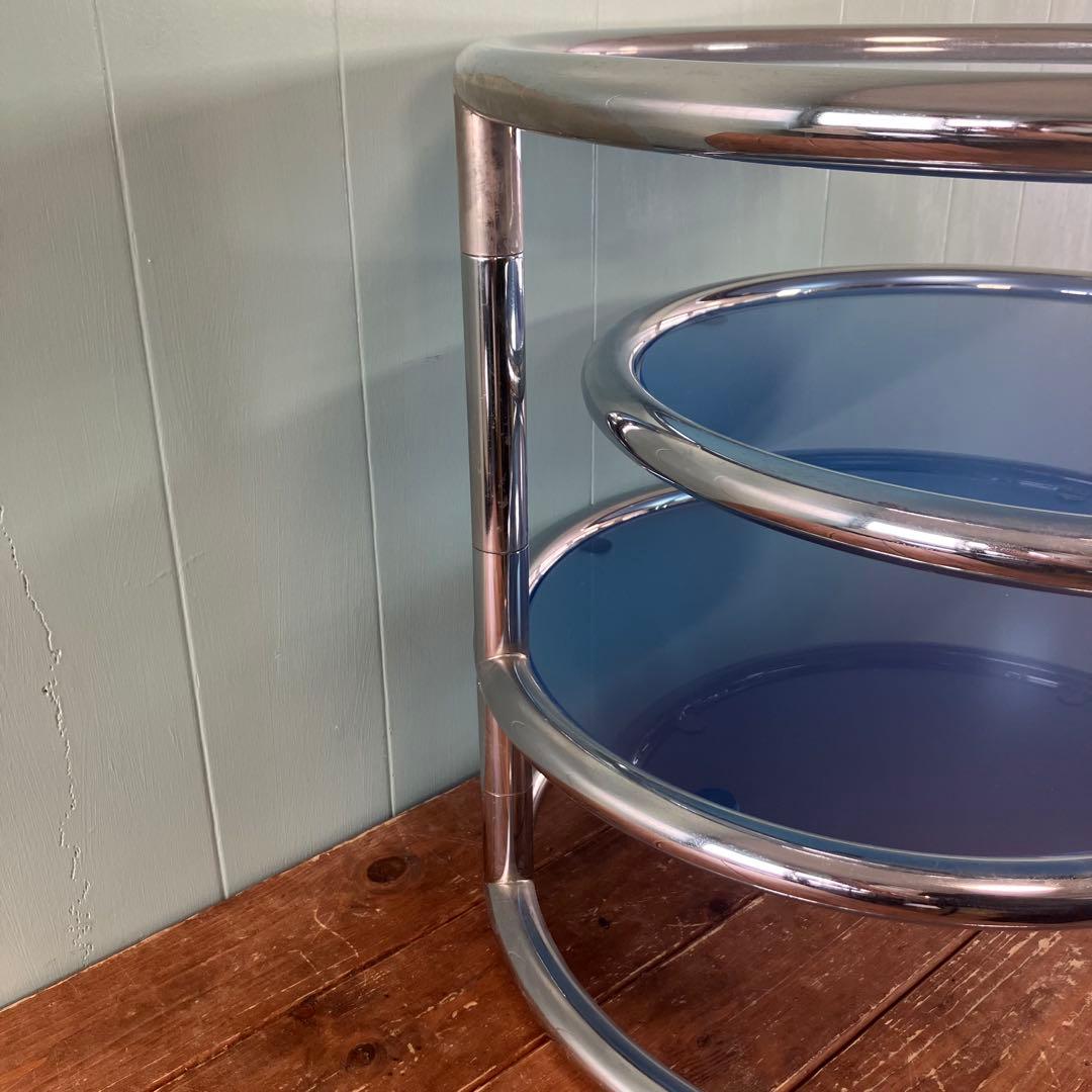 大人気❣️ミッドセンチュリー ラウンドテーブル　3段　ガラステーブル ✨