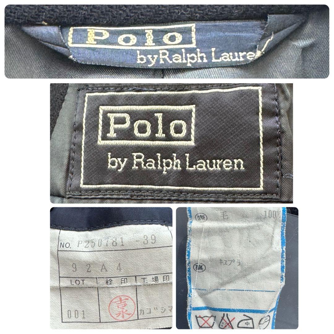 美品✨ラルフローレン チェスターコート ウール ロングコート 比翼 ネイビー