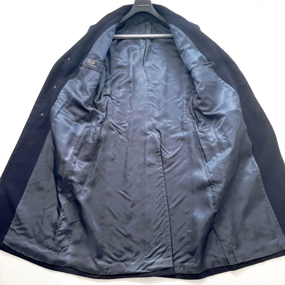 美品✨ラルフローレン チェスターコート ウール ロングコート 比翼 ネイビー