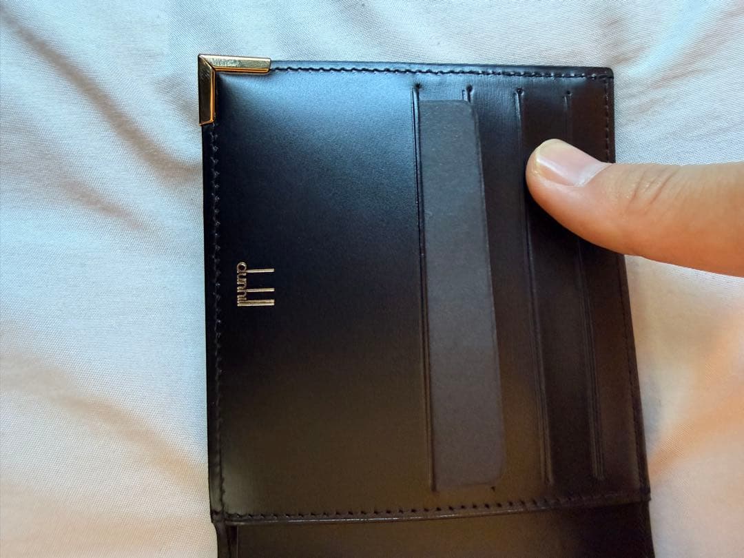 dunhill 極美品 二つ折り財布 ゴールドプレート 小銭入れなし