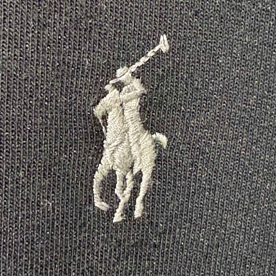 ポロラルフローレン　刺繍ロゴ　ジップパーカー　素材切替デザイン　黒　L