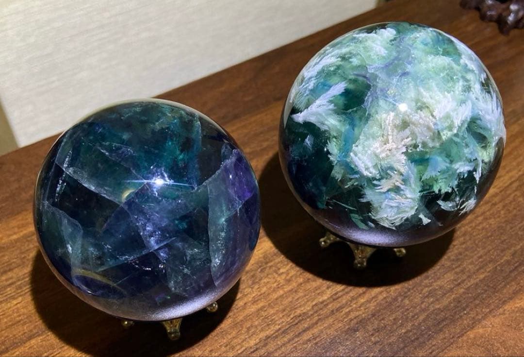 フローライト（約6cm479g）、フェザーフローライト（約7cm640g）セット