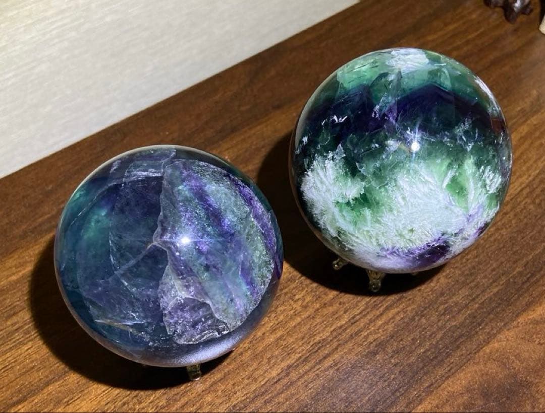 フローライト（約6cm479g）、フェザーフローライト（約7cm640g）セット