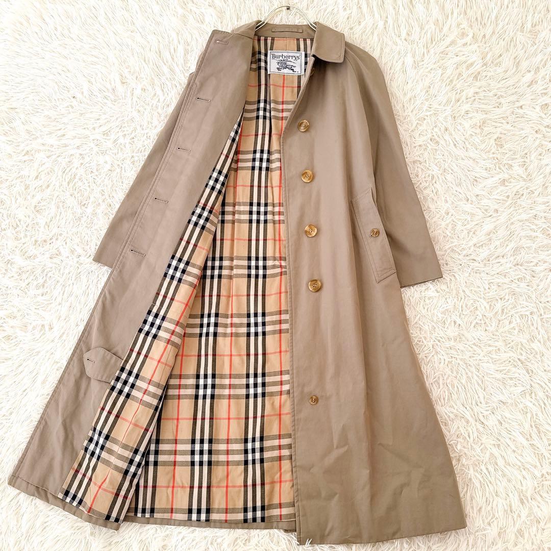 バーバリー 白タグ✨ヴィンテージ ステンカラーコート ノバチェック ベージュ