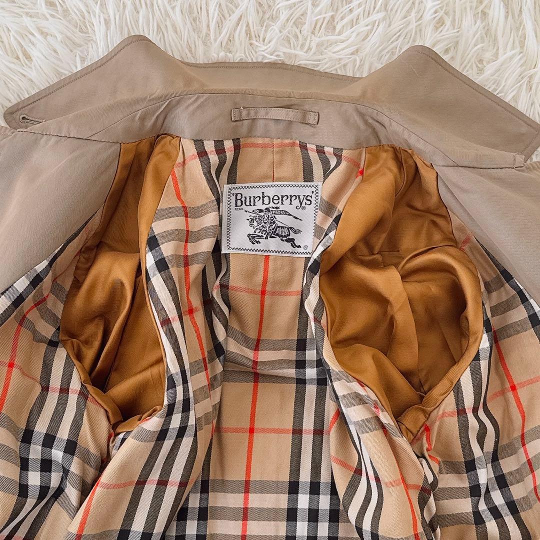 バーバリー 白タグ✨ヴィンテージ ステンカラーコート ノバチェック ベージュ