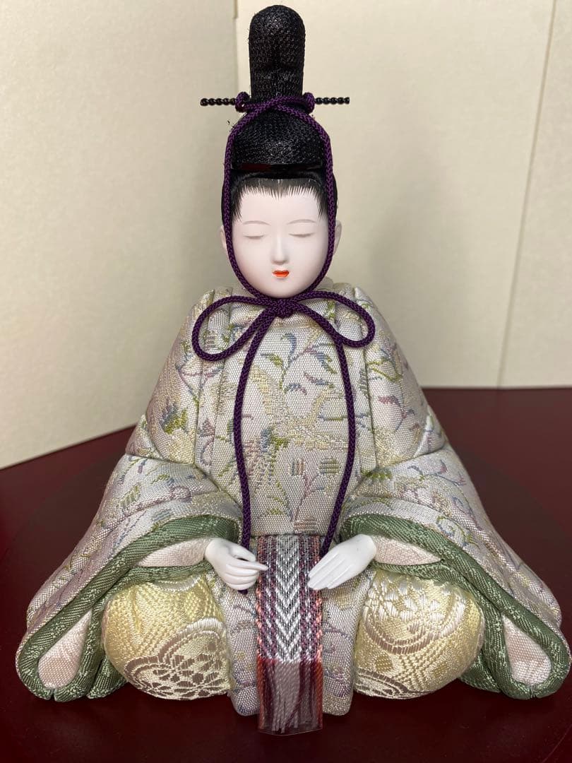一秀作　江戸木目込人形　雛人形　親王平飾り・間口約４５×奥行約３０×高さ約３２㎝