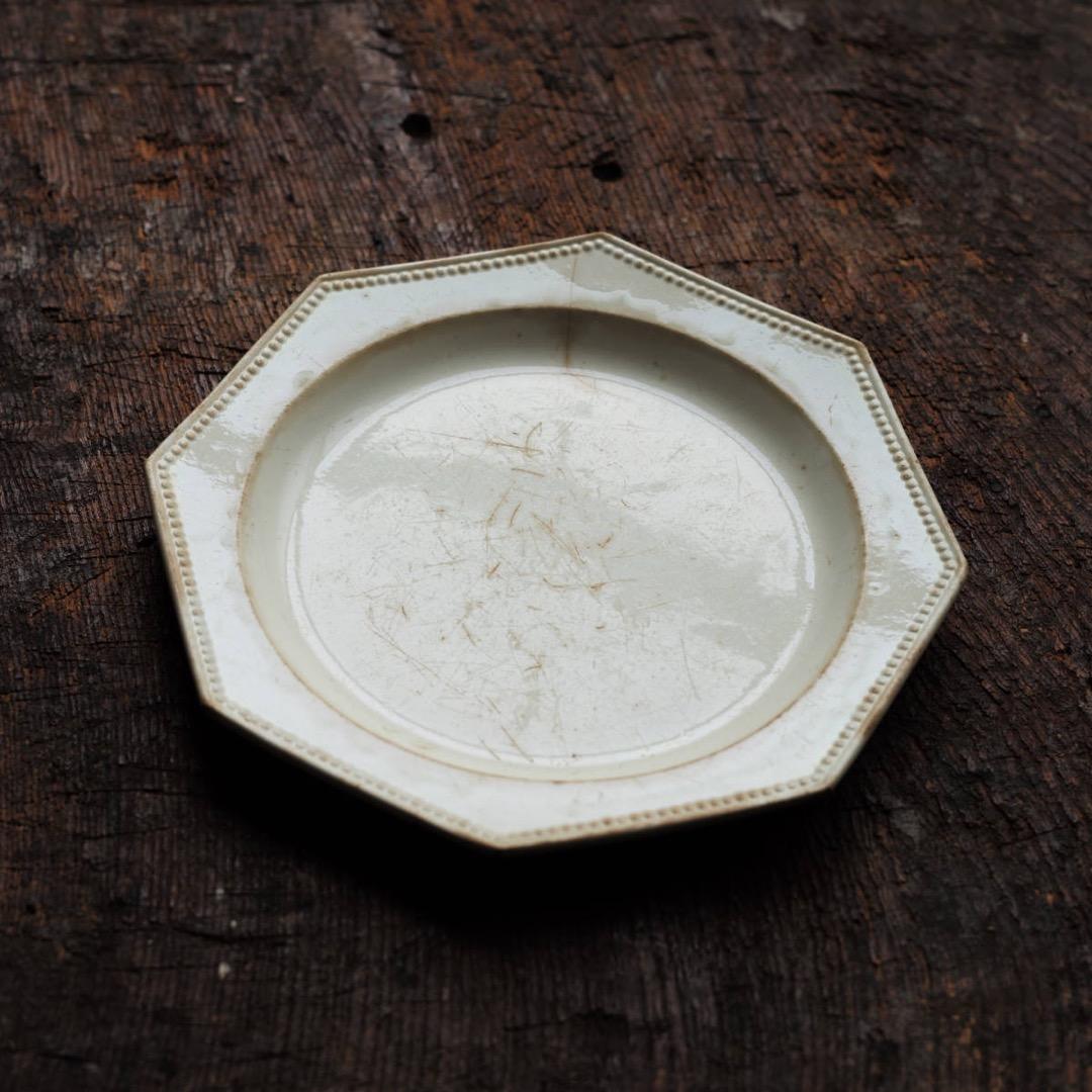 19世紀フランス モントロー 初期 ファイアンスフィーヌ オクトゴナル プレート