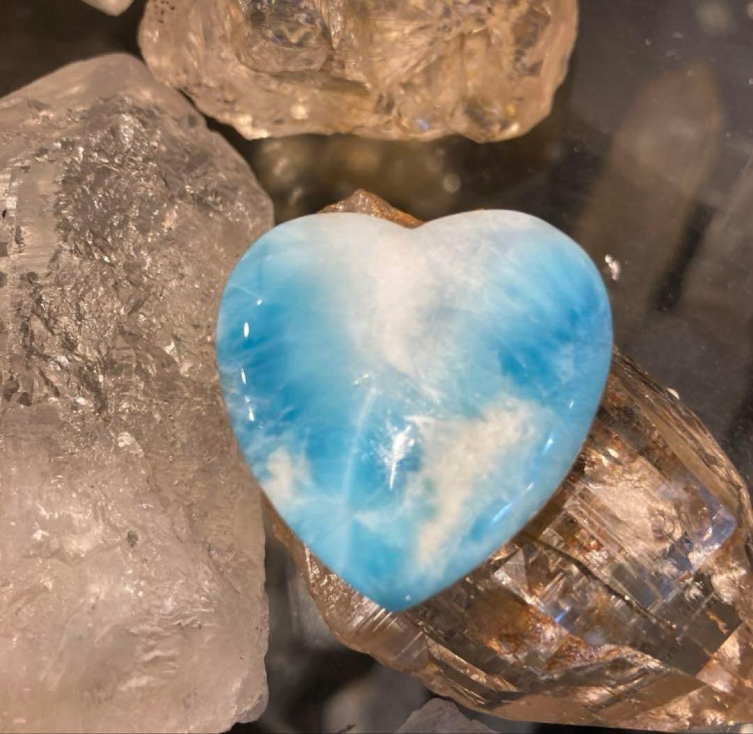 ラリマー ハート型 Larimar ドミニカ産 天然石 パワーストーン