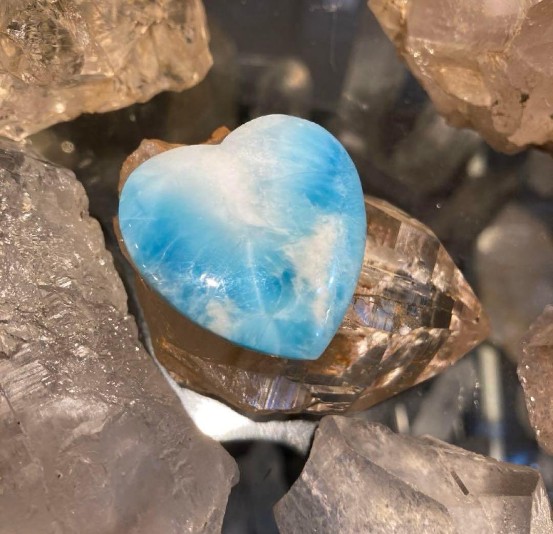 ラリマー ハート型 Larimar ドミニカ産 天然石 パワーストーン