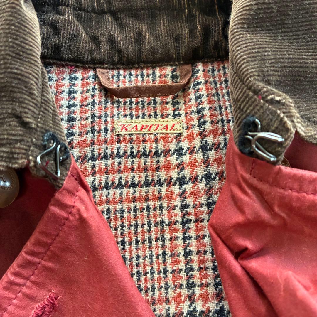 KAPITAL 高密度綿100%オイルコーティングオリバーコート 赤 サイズ0