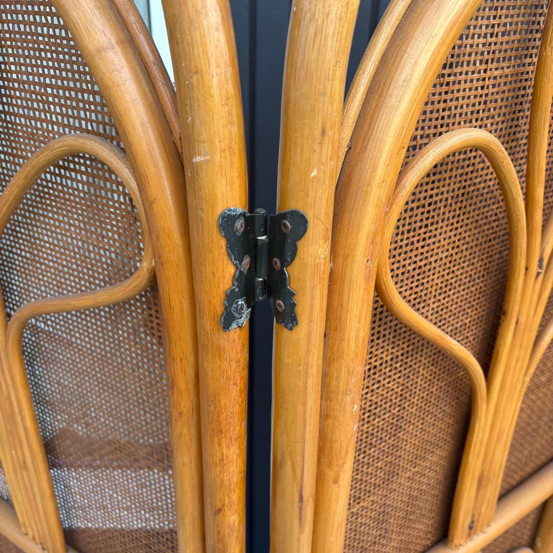 昭和レトロ エスニック 3連 ラタンパーテーション 間仕切り パーティション衝立