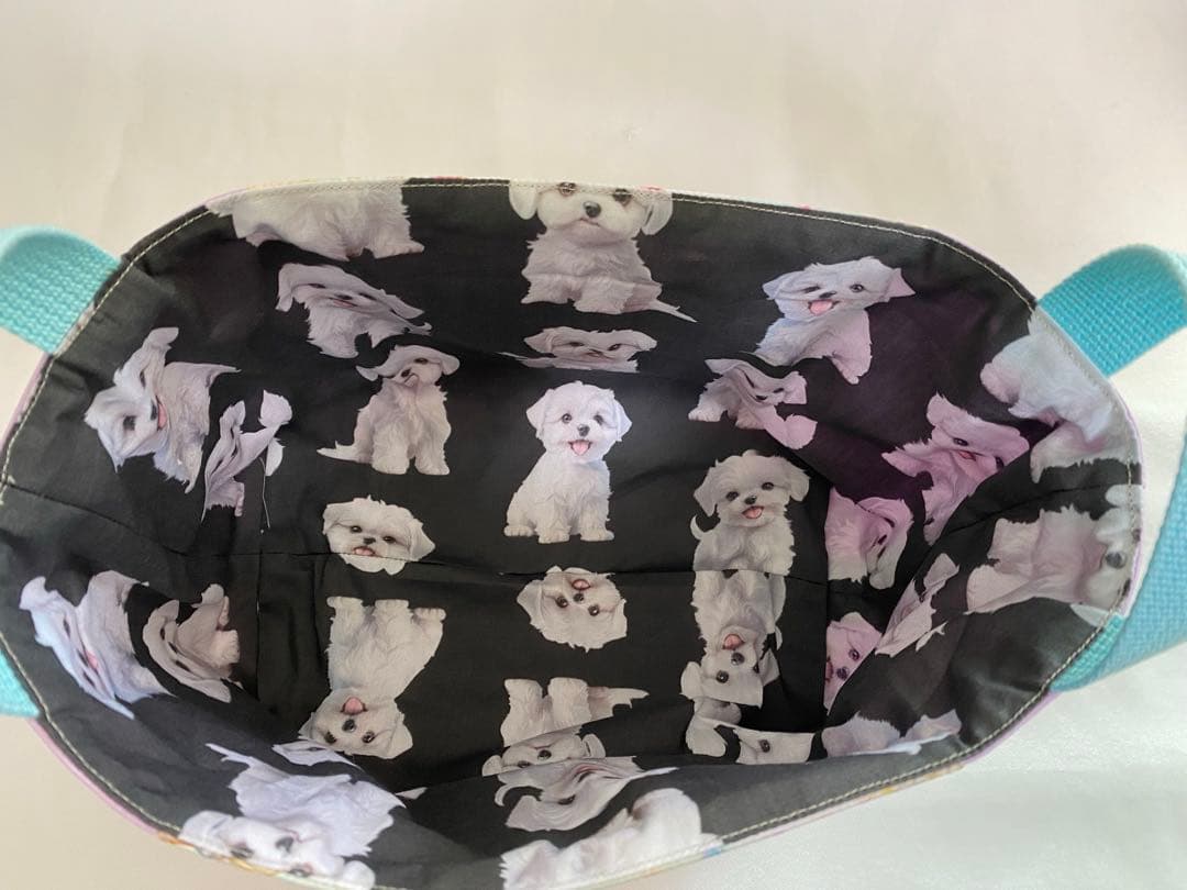 トイプードル♡カフェマット　布バスケット　バッグインバッグ